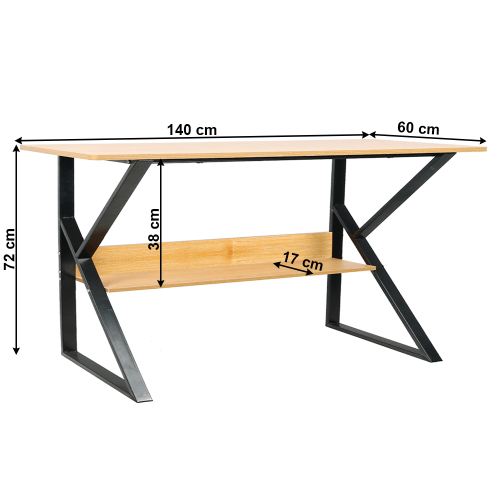 Písací stôl s policou, buk/čierna, TARCAL 140