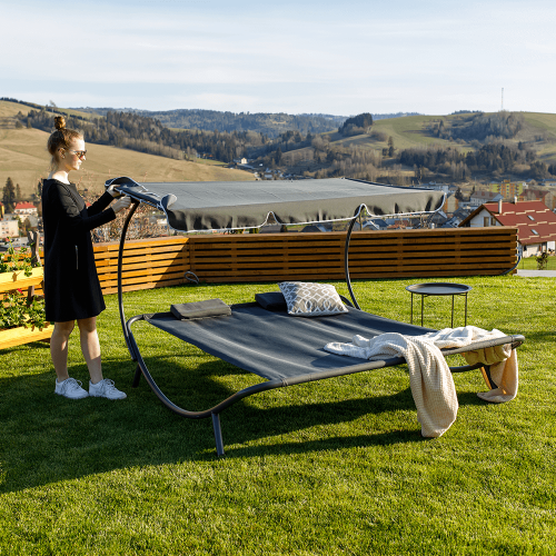 Záhradná posteľ, sivá, pre dve osoby, MULTINA