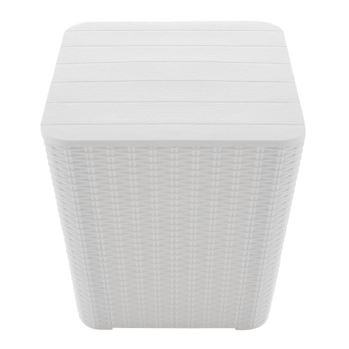 Záhradný úložný box/príručný stolík, biela, UGUR