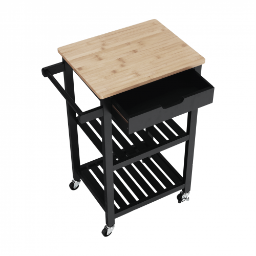 Servírovací vozík, prírodná/čierna, ARETE