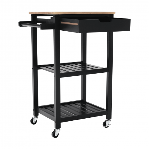 Servírovací vozík, prírodná/čierna, ARETE
