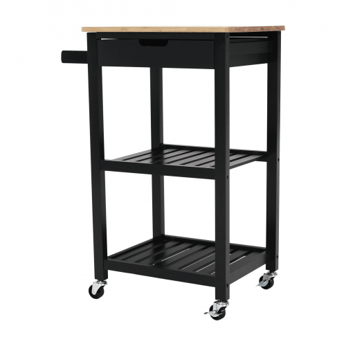 Servírovací vozík, prírodná/čierna, ARETE