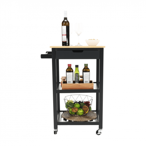 Servírovací vozík, prírodná/čierna, ARETE