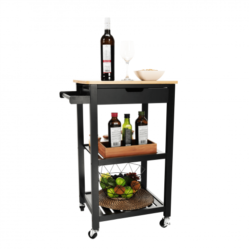 Servírovací vozík, prírodná/čierna, ARETE