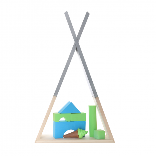 Detská polička, sivá/prírodná, JOLI