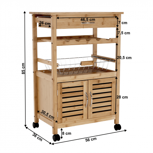 Servírovací vozík, prírodná, NAVID