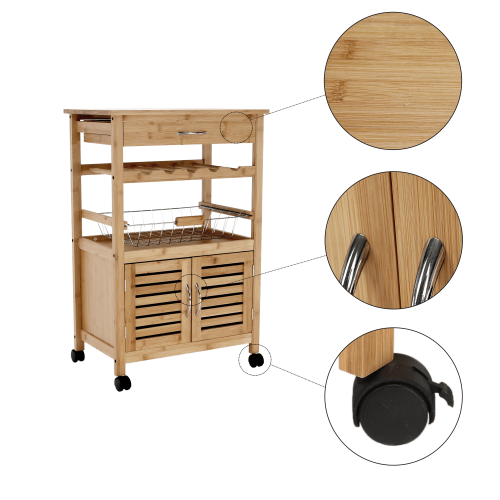 Servírovací vozík, prírodná, NAVID