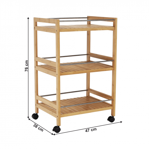 Servírovací vozík, prírodný bambus, NASHY