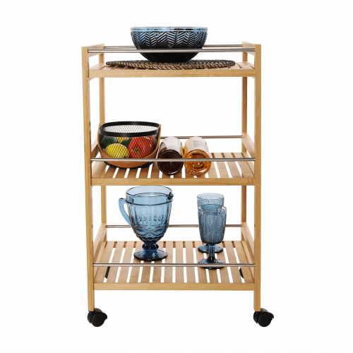 Servírovací vozík, prírodný bambus, NASHY