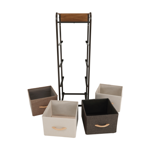 Komoda s látkovými šuplíkmi, béžová/hnedá, HAZEL TYP 1