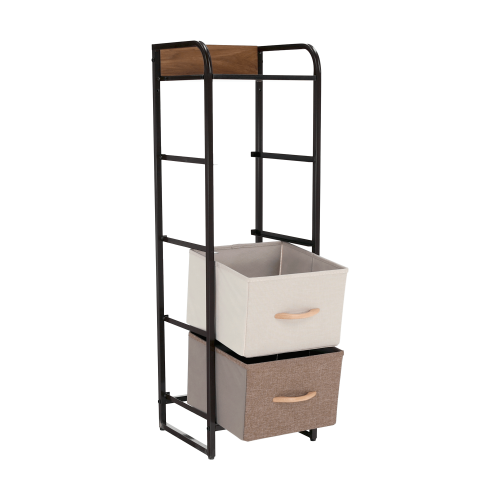 Komoda s látkovými šuplíkmi, béžová/hnedá, HAZEL TYP 1