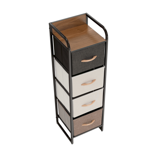 Komoda s látkovými šuplíkmi, béžová/hnedá, HAZEL TYP 1