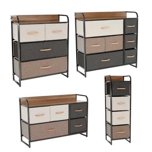 Komoda s látkovými šuplíkmi, béžová/hnedá, HAZEL TYP 1