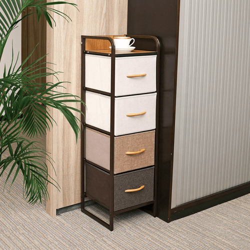 Komoda s látkovými šuplíkmi, béžová/hnedá, HAZEL TYP 1