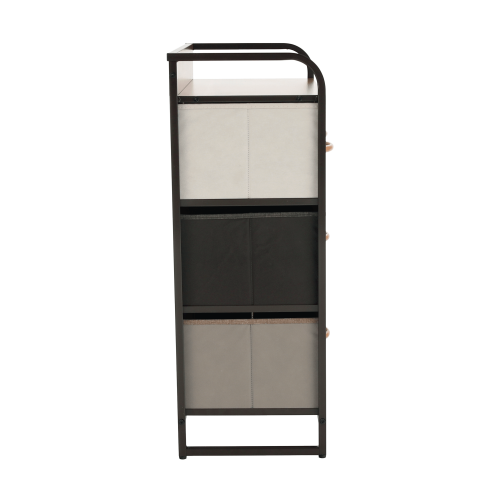 Komoda s látkovými šuplíkmi, béžová/hnedá, HAZEL TYP 2