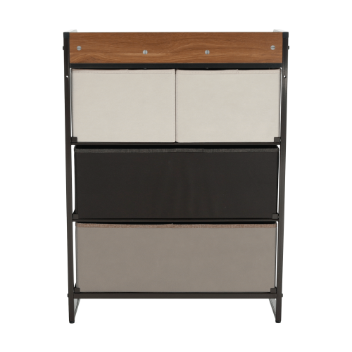 Komoda s látkovými šuplíkmi, béžová/hnedá, HAZEL TYP 2