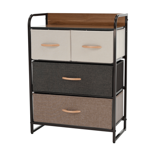 Komoda s látkovými šuplíkmi, béžová/hnedá, HAZEL TYP 2