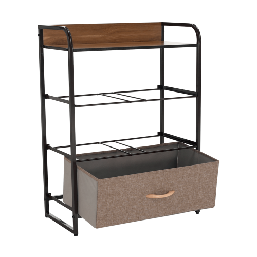 Komoda s látkovými šuplíkmi, béžová/hnedá, HAZEL TYP 2