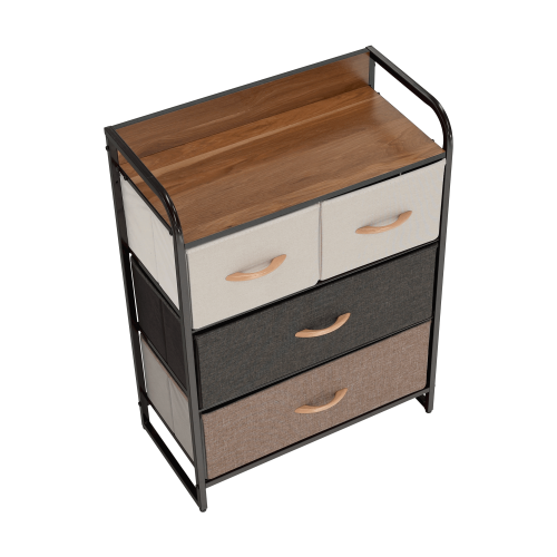 Komoda s látkovými šuplíkmi, béžová/hnedá, HAZEL TYP 2