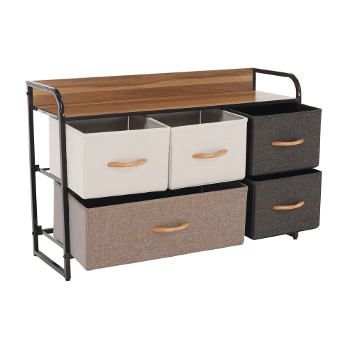 Komoda s látkovými šuplíkmi, béžová/hnedá, HAZEL TYP 4