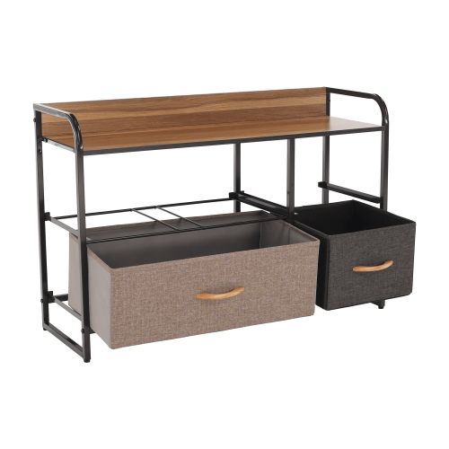 Komoda s látkovými šuplíkmi, béžová/hnedá, HAZEL TYP 4