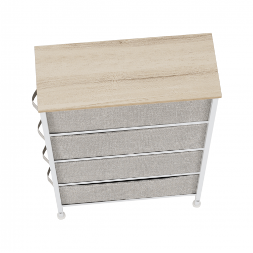 Komoda s látkovými šuplíkmi, svetlosivá/biela/béžová, OFELIA TYP 2