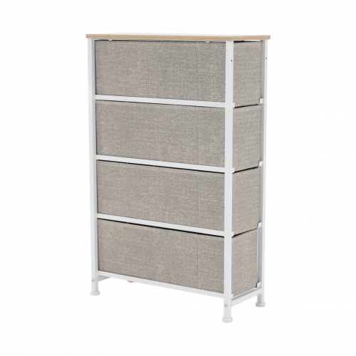 Komoda s látkovými šuplíkmi, svetlosivá/biela/béžová, OFELIA TYP 2