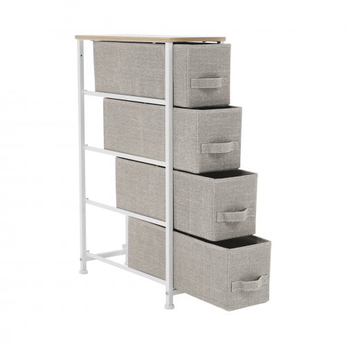 Komoda s látkovými šuplíkmi, svetlosivá/biela/béžová, OFELIA TYP 2