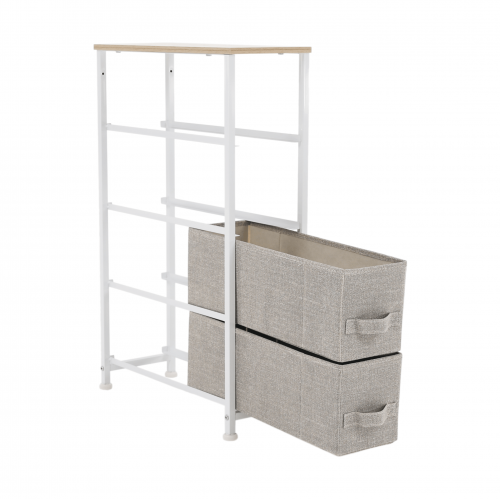 Komoda s látkovými šuplíkmi, svetlosivá/biela/béžová, OFELIA TYP 2