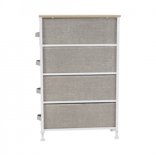 Komoda s látkovými šuplíkmi, svetlosivá/biela/béžová, OFELIA TYP 2