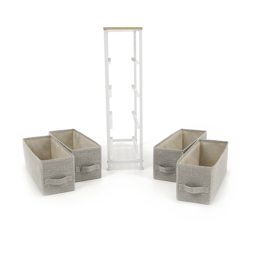 Komoda s látkovými šuplíkmi, svetlosivá/biela/béžová, OFELIA TYP 2