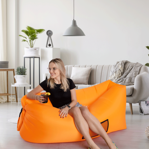 Nafukovací sedací vak/lazy bag, oranžová, LEBAG