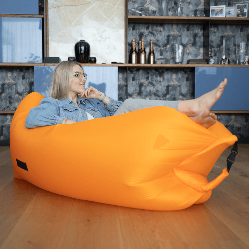 Nafukovací sedací vak/lazy bag, oranžová, LEBAG