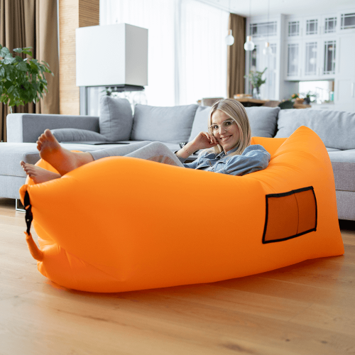 Nafukovací sedací vak/lazy bag, oranžová, LEBAG