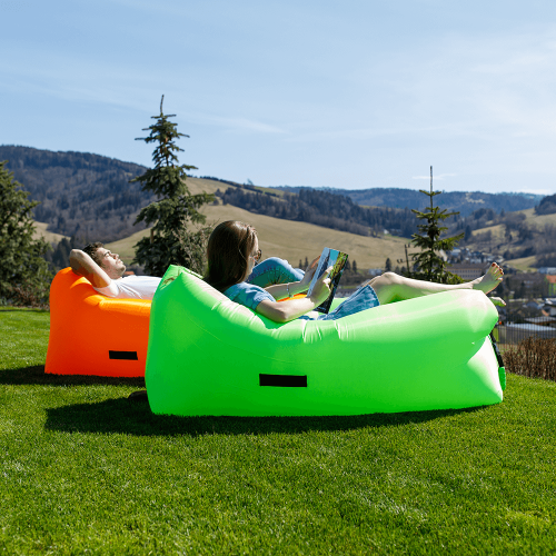 Nafukovací sedací vak/lazy bag, oranžová, LEBAG