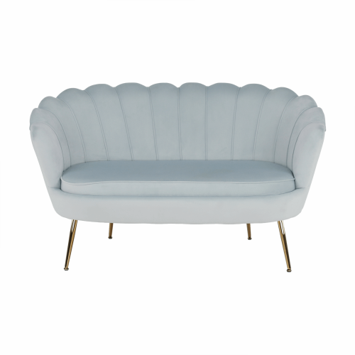 Lavica v štýle Art-deco, sivomodrá Velvet látka/gold chróm-zlatý, NOBLIN