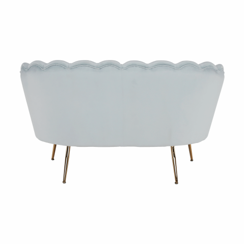 Lavica v štýle Art-deco, sivomodrá Velvet látka/gold chróm-zlatý, NOBLIN