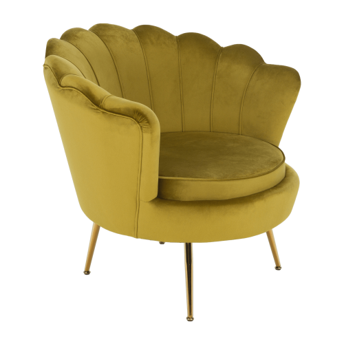 Kreslo v štýle Art-deco, horčicová Velvet látka/gold chróm-zlatý, NOBLIN