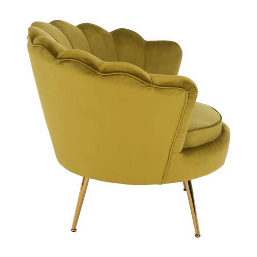 Kreslo v štýle Art-deco, horčicová Velvet látka/gold chróm-zlatý, NOBLIN