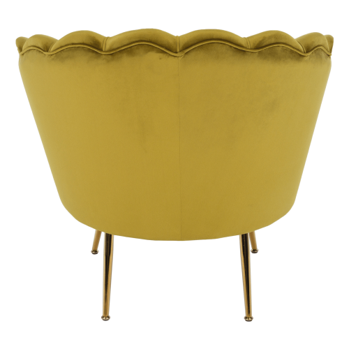 Kreslo v štýle Art-deco, horčicová Velvet látka/gold chróm-zlatý, NOBLIN