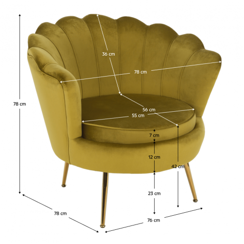 Kreslo v štýle Art-deco, horčicová Velvet látka/gold chróm-zlatý, NOBLIN