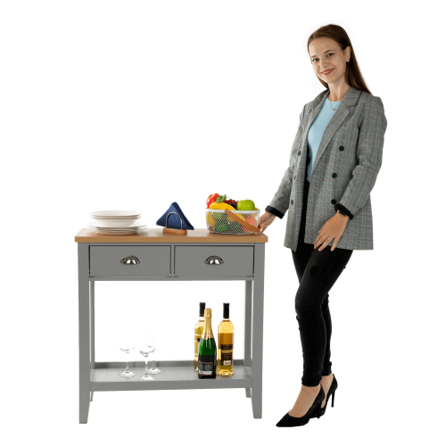 Konzolový stolík, sivá/svetlý orech, JEREVAN