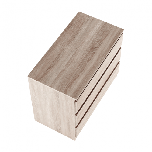 3 šuplíková komoda, dub sonoma,  HANY NEW 003