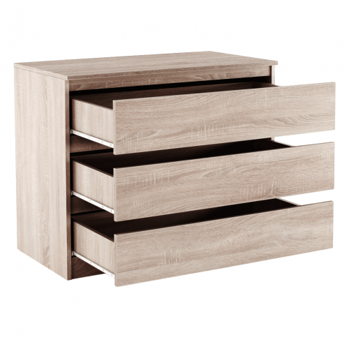 3 šuplíková komoda, dub sonoma,  HANY NEW 003