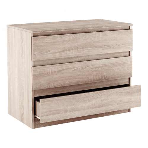 3 šuplíková komoda, dub sonoma,  HANY NEW 003