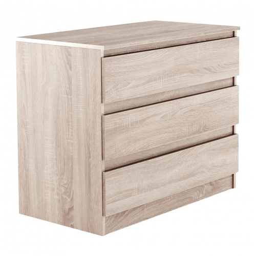 3 šuplíková komoda, dub sonoma,  HANY NEW 003