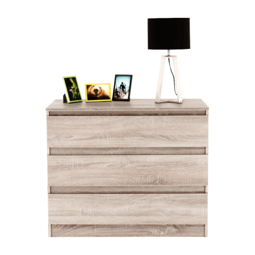 3 šuplíková komoda, dub sonoma,  HANY NEW 003