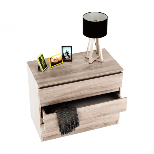 3 šuplíková komoda, dub sonoma,  HANY NEW 003