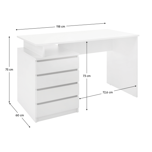 PC stôl, biela, HANY NEW