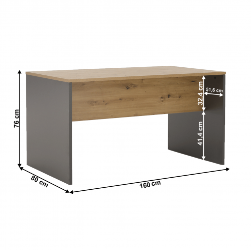 Písací stôl, grafit/dub artisan, RIOMA NEW TYP 16